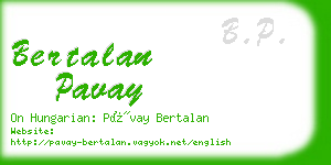 bertalan pavay business card